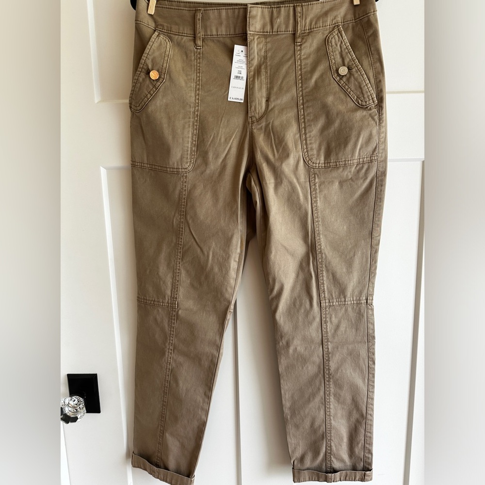 White House Black Market Pret-A-Jet ankle pants, NWT, sz 10, toasted hazelnut